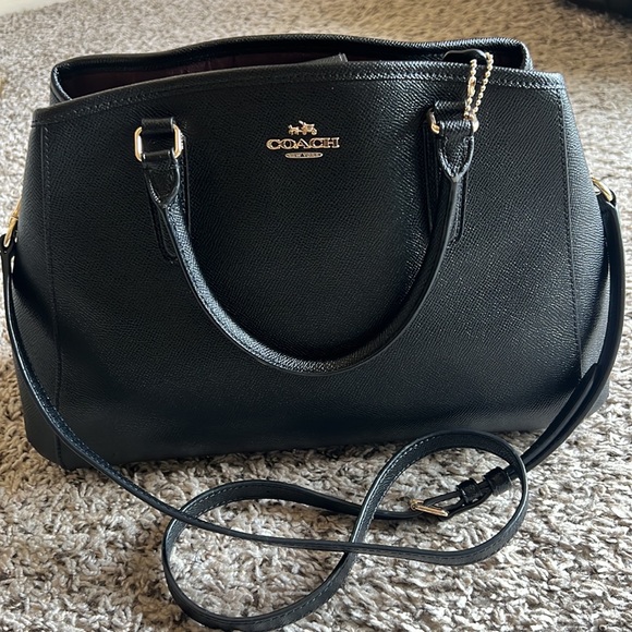 COACH F57527 SMALL MARGOT CARRYALL CROSSGRAIN LEATHER BLACK - Picture 5 of 16